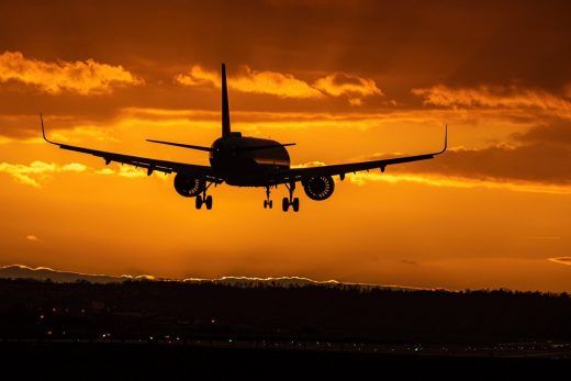 Airplane sunset flight