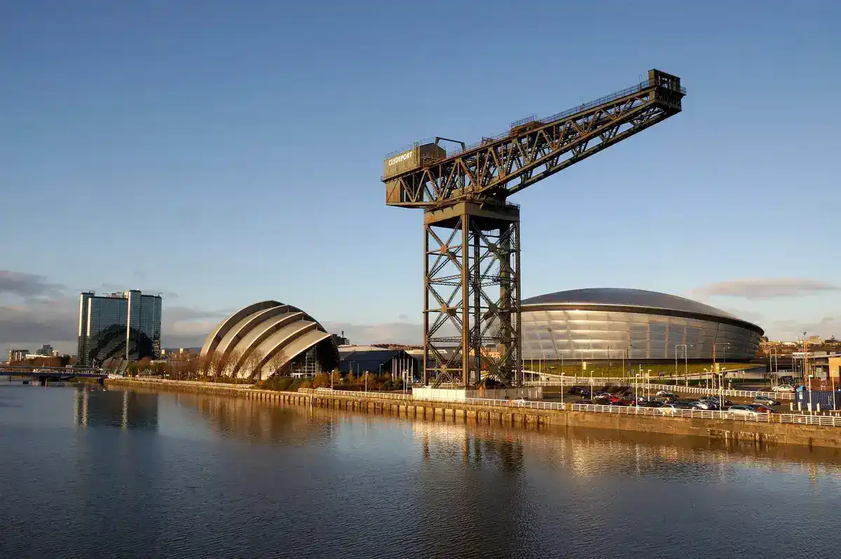 Glasgow modern architecture river crane